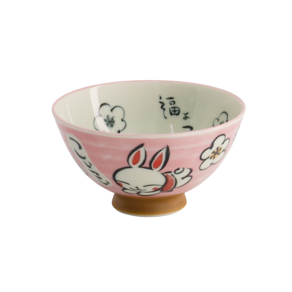 Kawaii Rabbit Rice skål, pink - 300 ml.